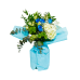 Ανθοδέσμη με Ορτανσία, Μπλε Τριαντάφυλλα Γυψοφύλλη κ Πλούσιες Πρασινάδες